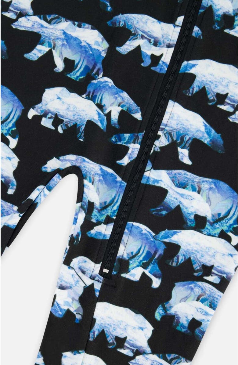 Deux par Deux Baby Boy's One Piece Thermal Underwear Black Printed Polar Bears, Alternate, color, 