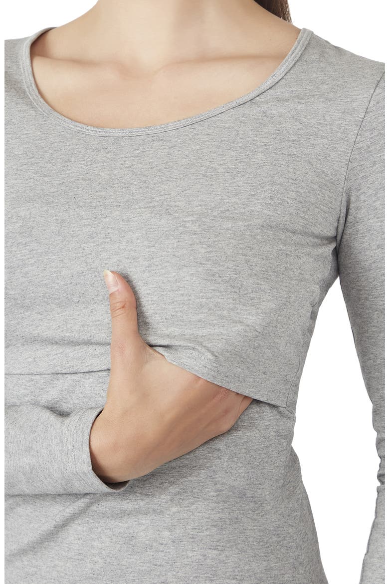 Maternity/Nursing Tee, Alternate, color, STEEL GREY MELANGE