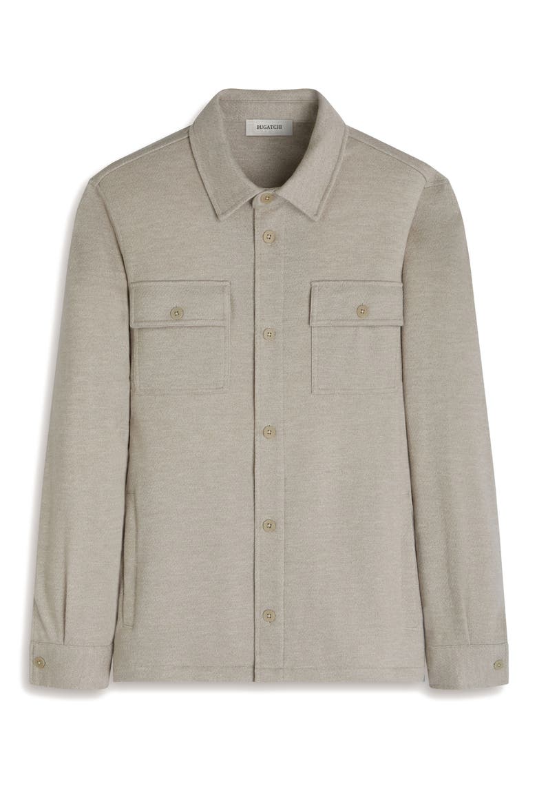 Slub Knit Wool & Cotton Button-Up Shirt Jacket, Alternate, color, COBBLESTONE