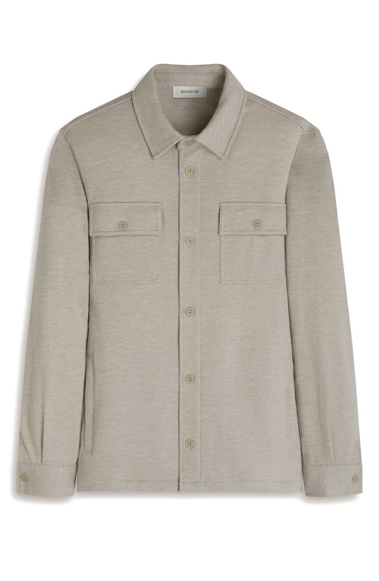 Bugatchi Slub Knit Wool & Cotton Button-Up Shirt Jacket, Alternate, color, Cobblestone