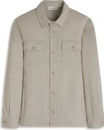 Bugatchi Slub Knit Wool & Cotton Button-Up Shirt Jacket