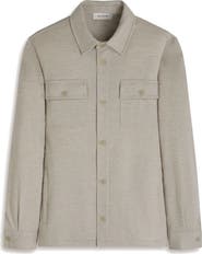 Bugatchi Slub Knit Wool & Cotton Button-Up Shirt Jacket