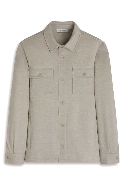 Bugatchi Slub Knit Wool & Cotton Button-up Shirt Jacket In Neutral
