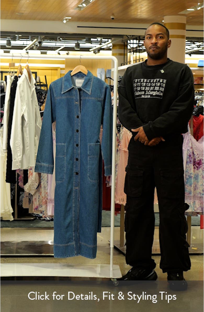 Long Sleeve Denim Midi Shirtdress, sales video thumbnail