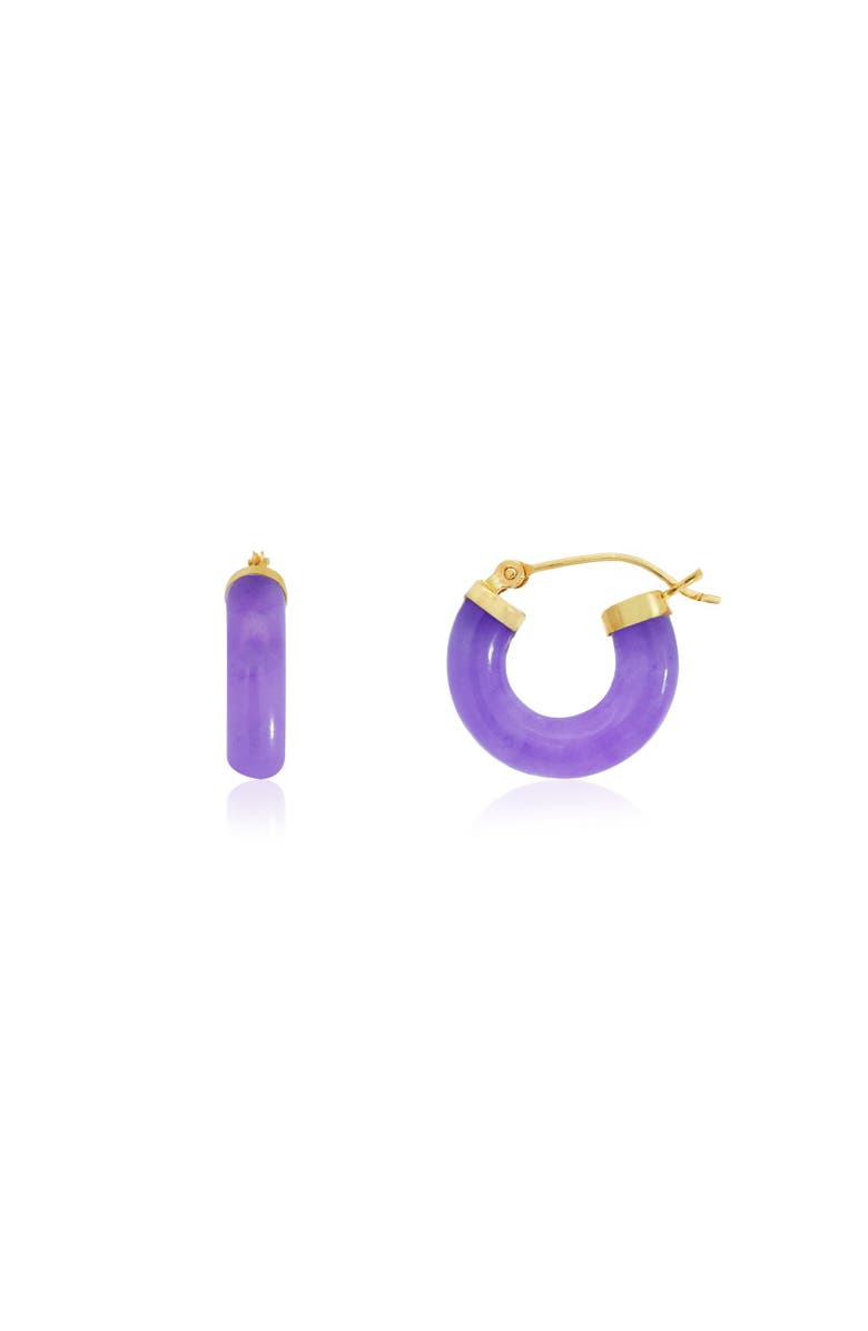 The Lovery Fine Jewelry Lavender Jade Hoop Earrings, Main, color, Lavender Jade