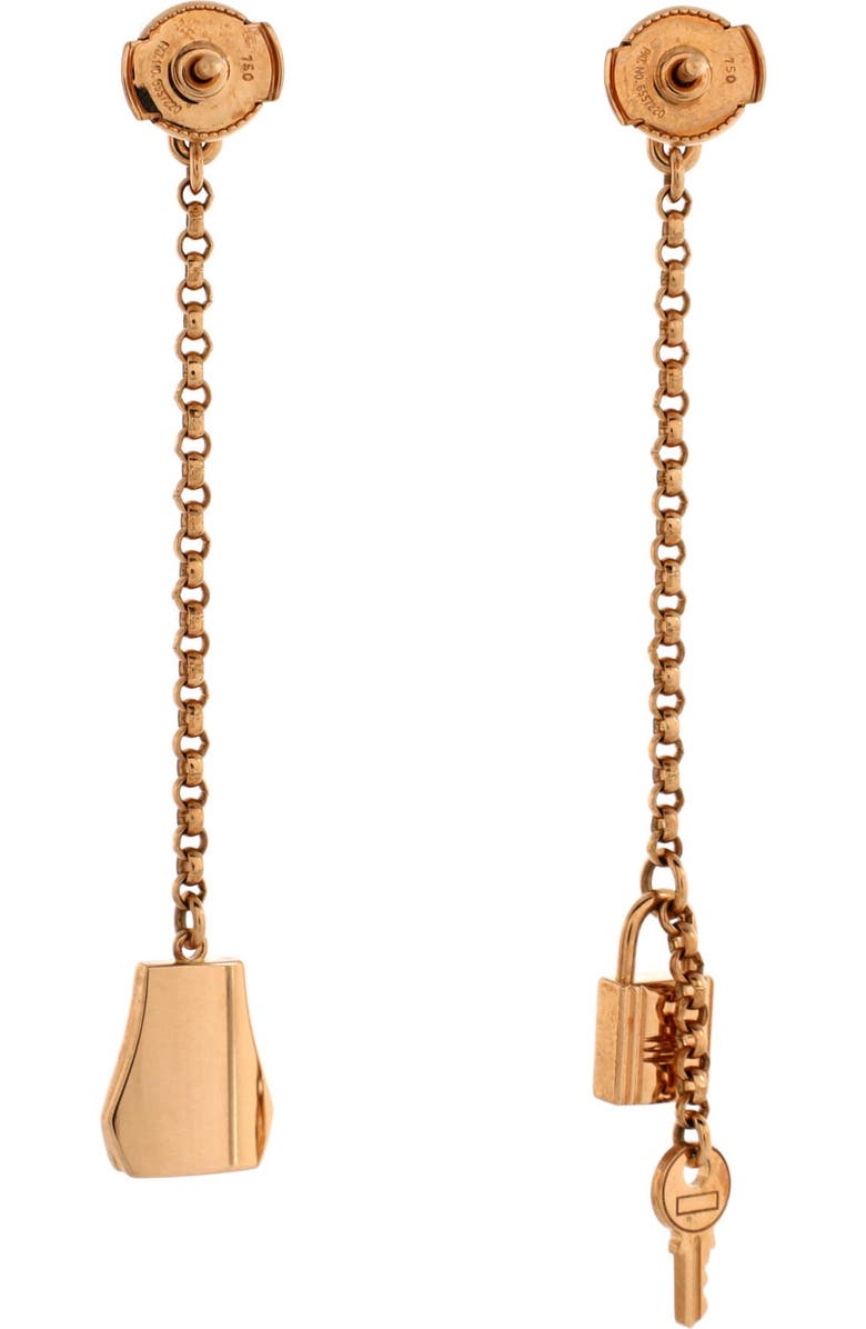 Pre-Owned Hermes Kelly Clochette Drop Earrings 18K Rose Gold, Alternate, color, Rose Gold