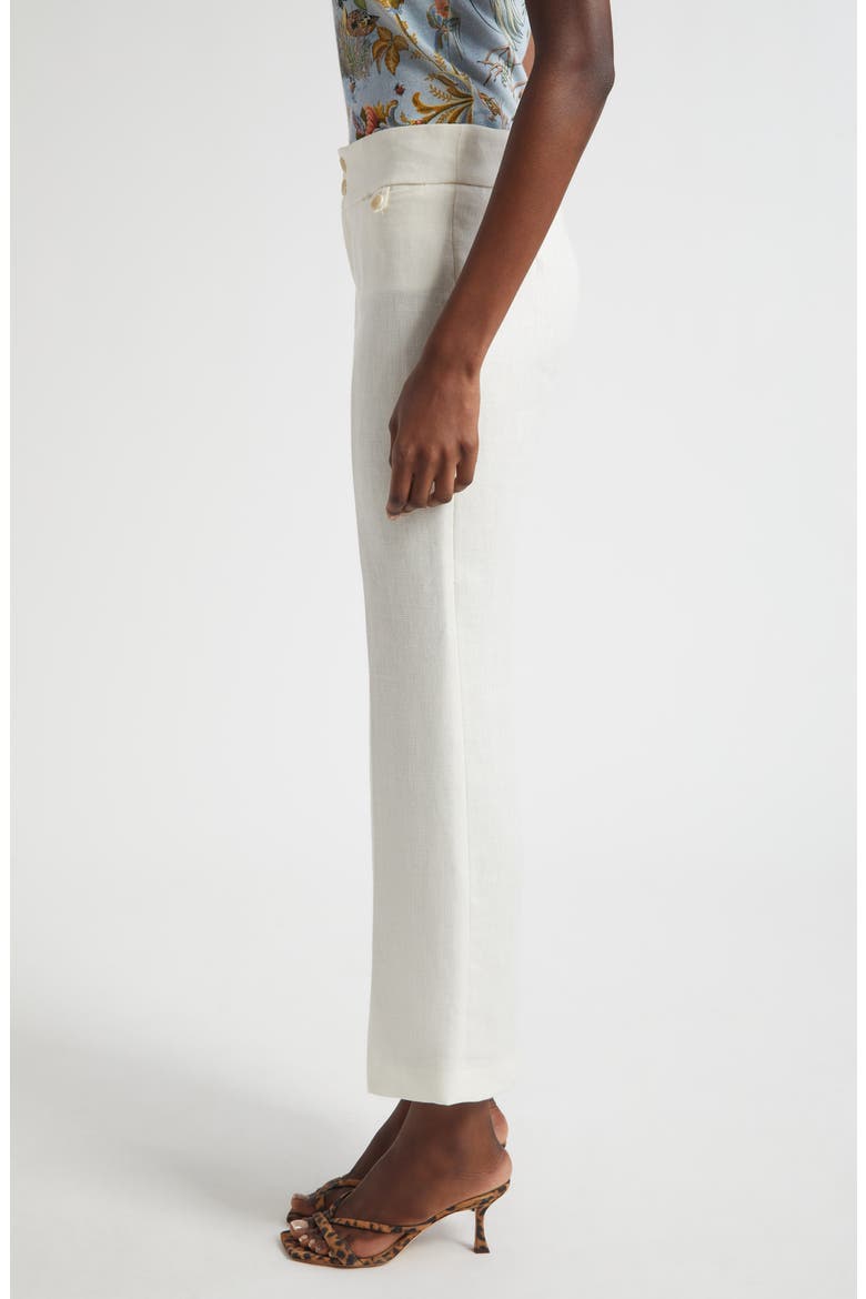 Linen Ankle Flare Trousers, Alternate, color, BIANCO NATURALE