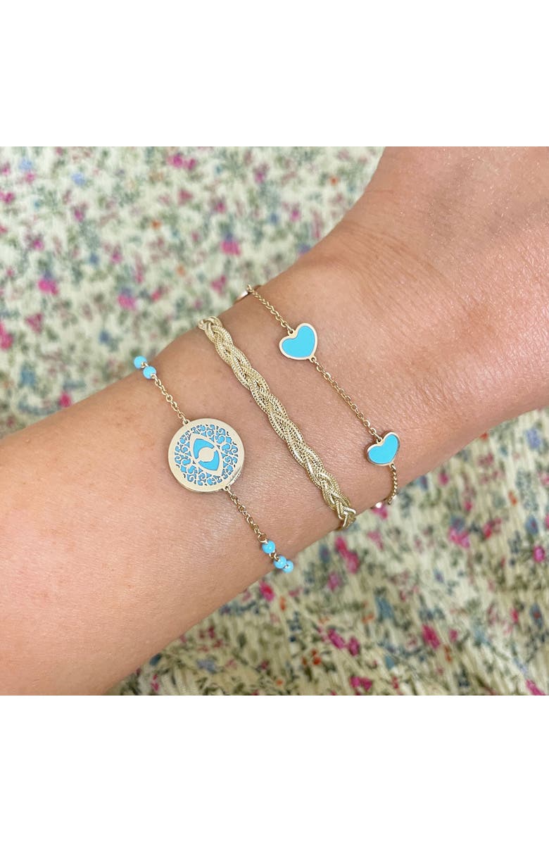 The Lovery Fine Jewelry Braided Matte Herringbone Bracelet, Alternate, color, Yellow Gold