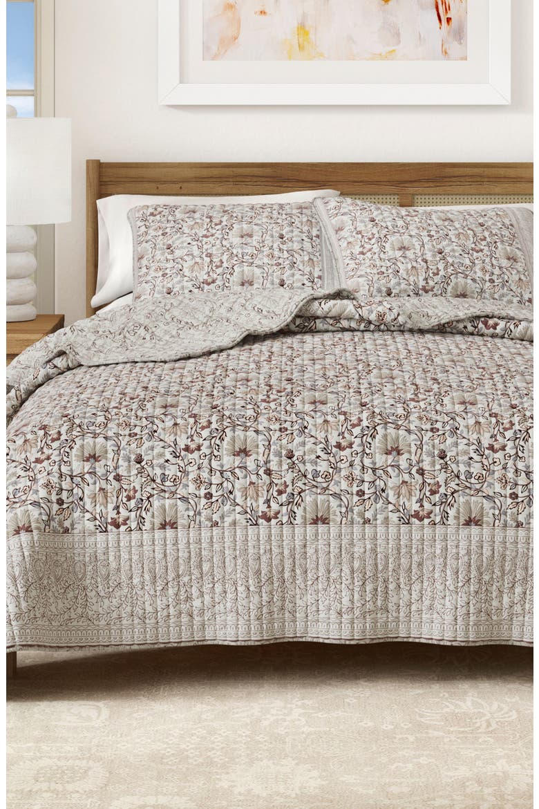 Floral Printed Quilt Set, Alternate, color, NEUTRAL VINES