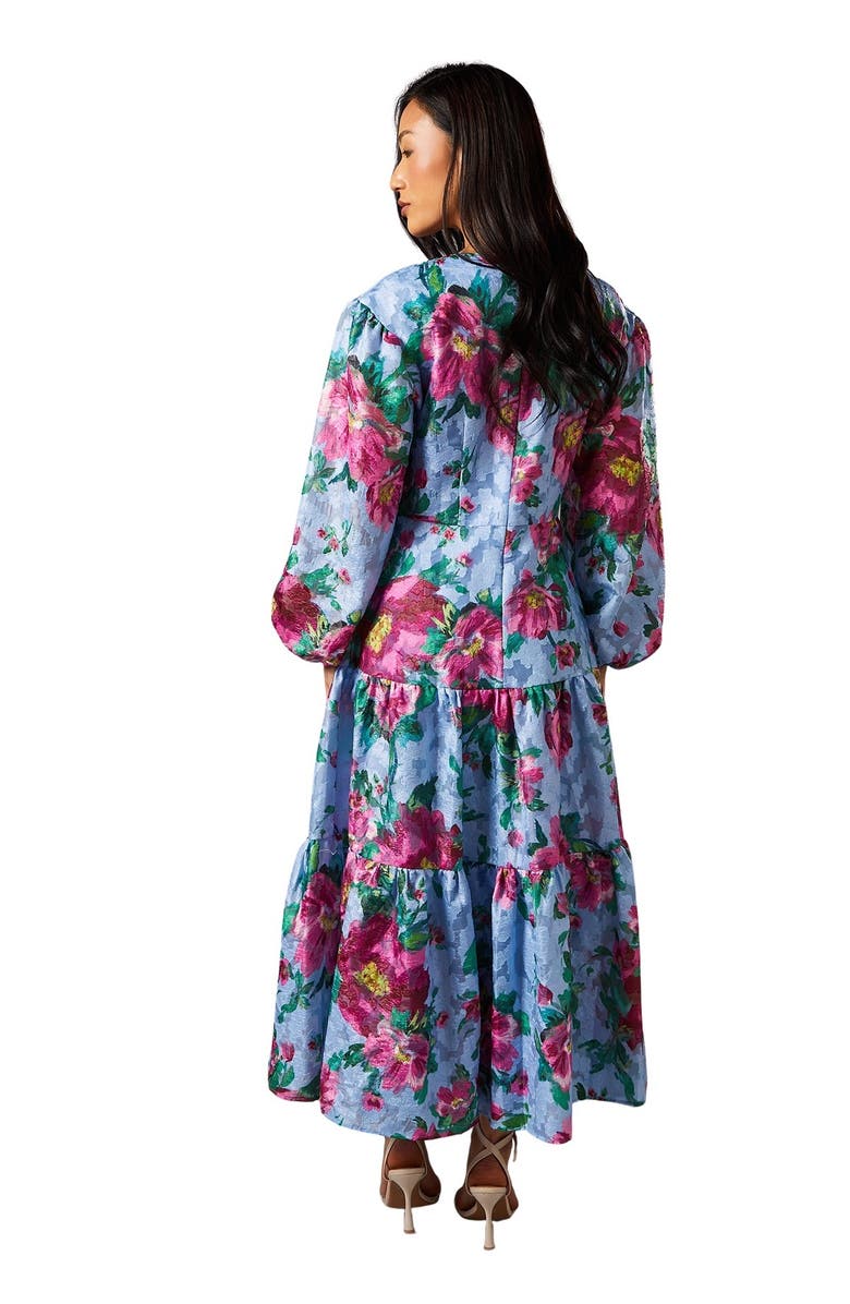 Coast Printed Jacquard Volume Dress, Alternate, color, Blue