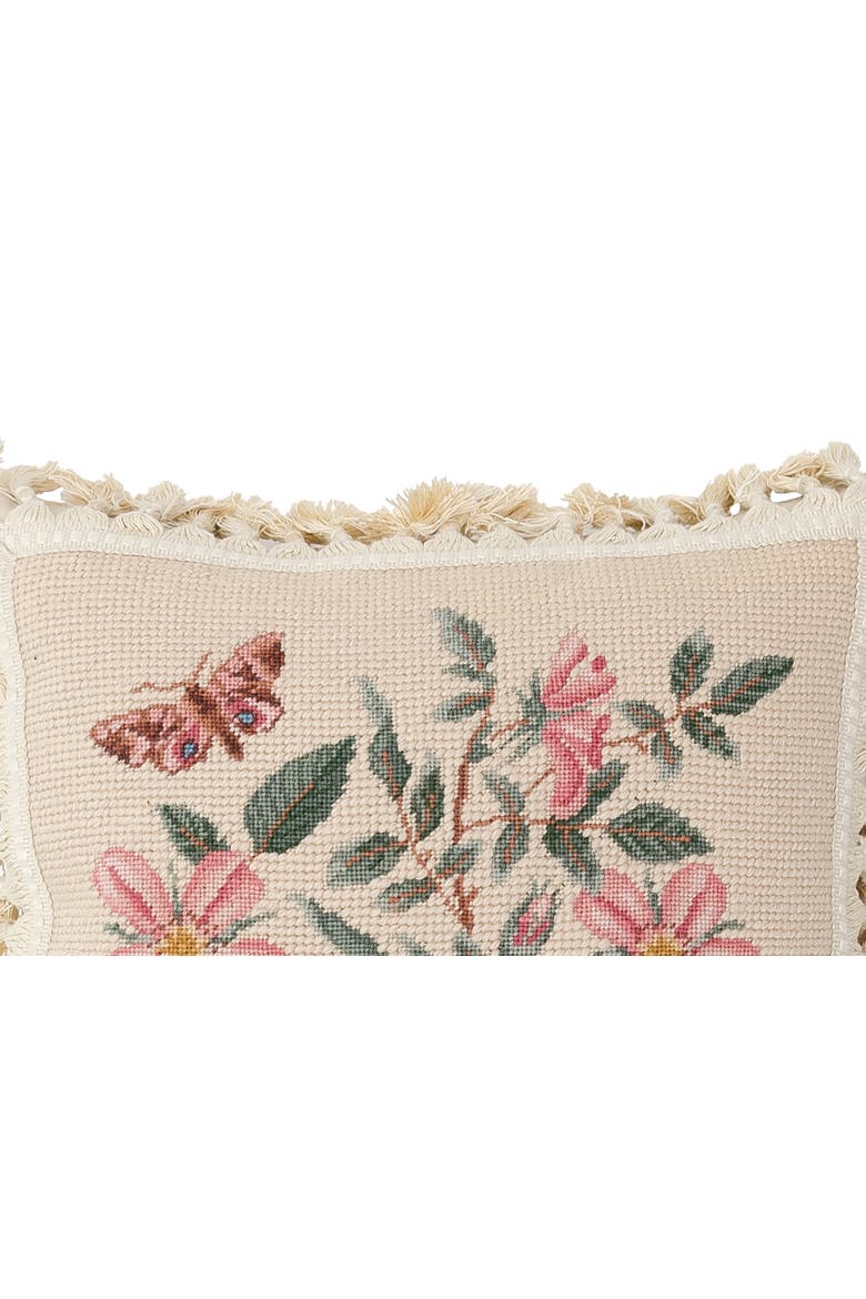 Flowers Needlepoint Throw Pillow, 17" x 17", Alternate, color, Pink