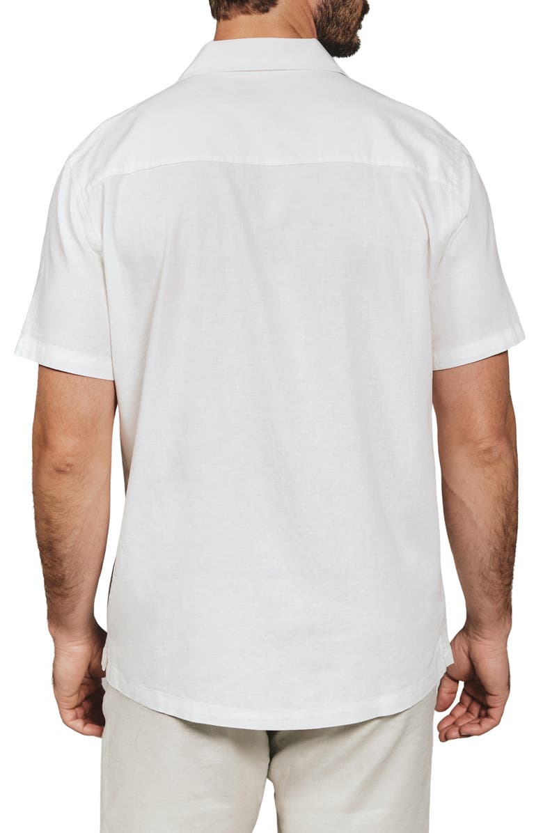 7 Diamonds Marco Floral Embroidered Camp Shirt, Alternate, color, White