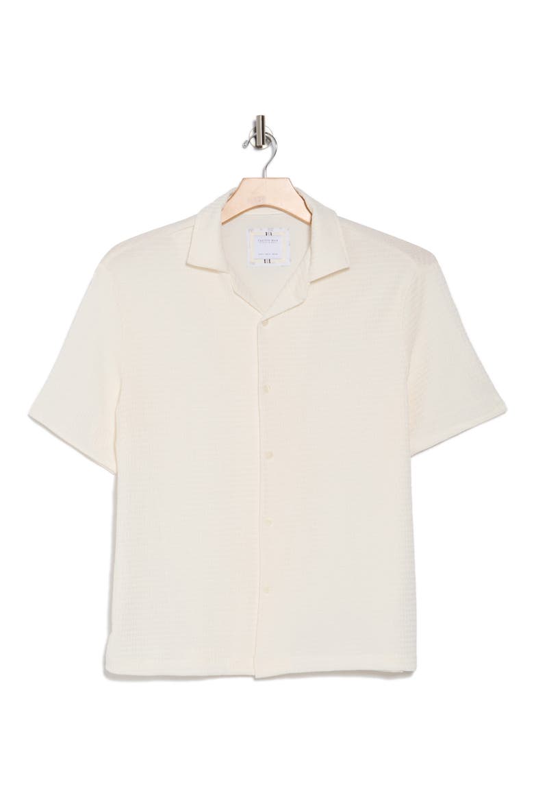 Texture Short Sleeve Button-Up Shirt, Alternate, color, CREAM