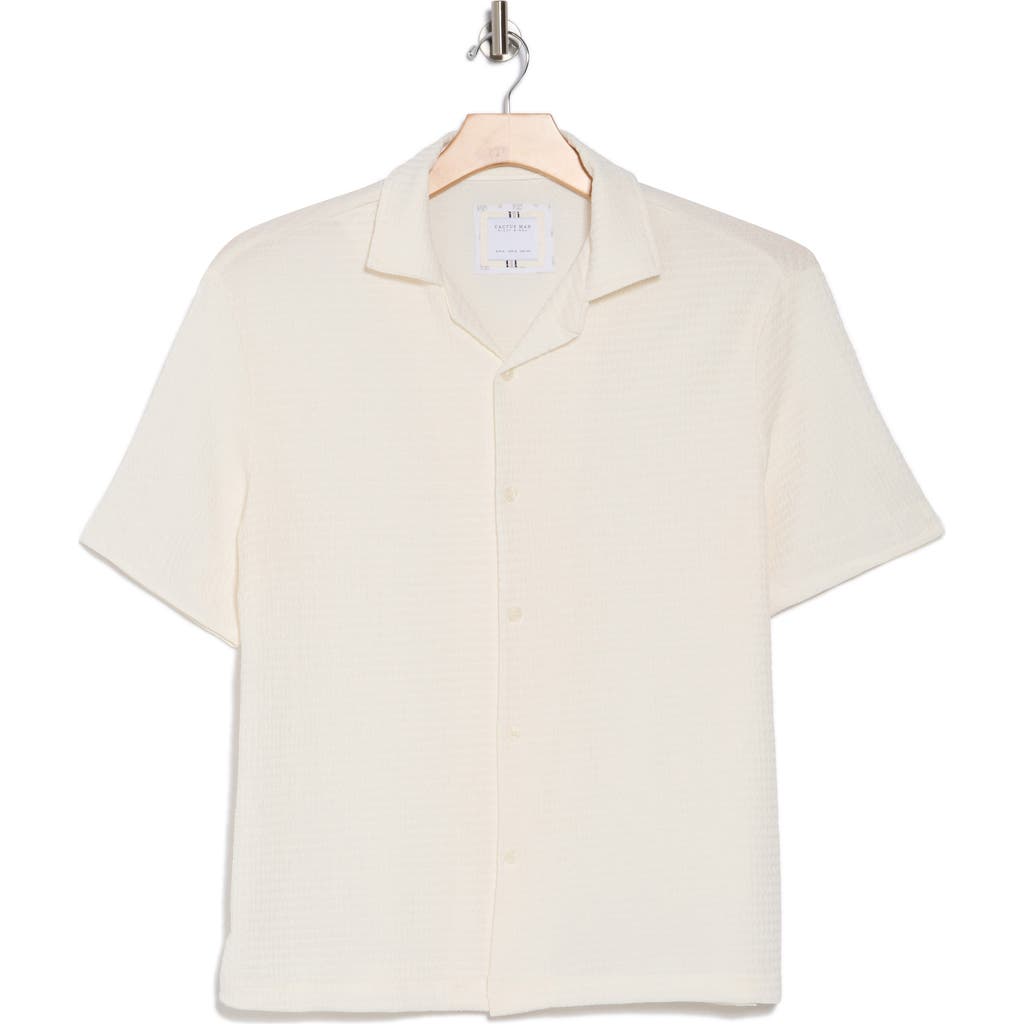 Shop Cactus Man Texture Short Sleeve Button-up Shirt In Cream