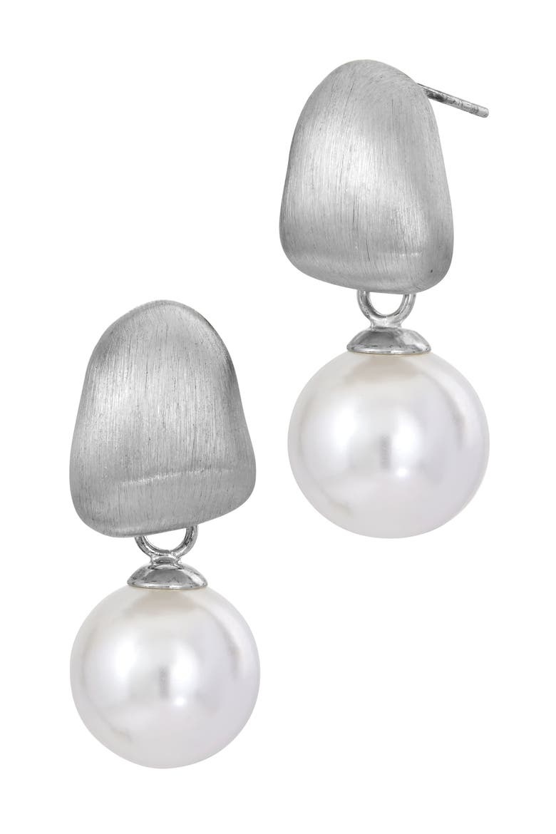 Brushed Mother-of-Pearl Drop Earrings, Main, color, WHITE