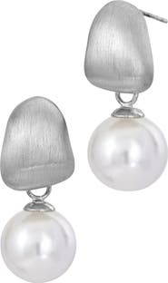SAVVY CIE JEWELS Brushed Mother-of-Pearl Drop Earrings