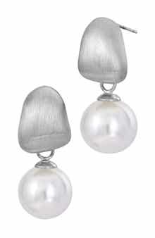SAVVY CIE JEWELS Brushed Mother-of-Pearl Drop Earrings