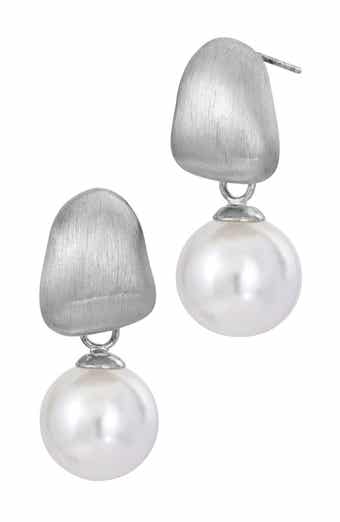 SAVVY CIE JEWELS Brushed Mother-of-Pearl Drop Earrings