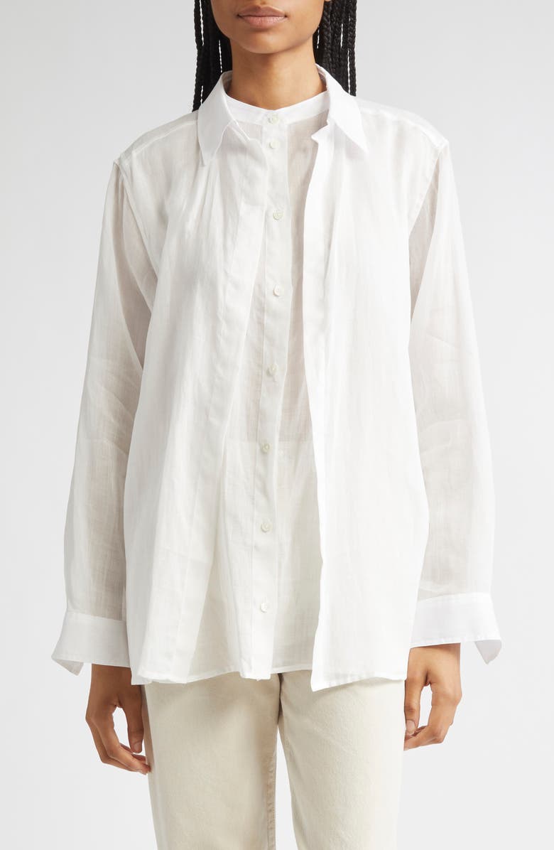 TOTEME Double Collar Button-Up Shirt, Main, color, White