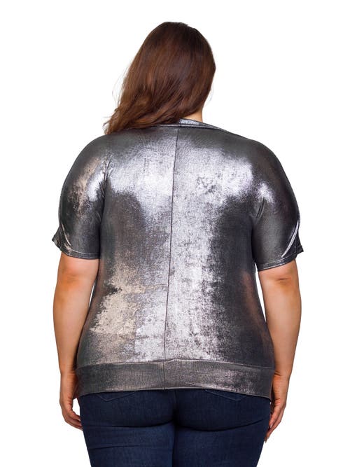 24seven Comfort Apparel Cowl Neck Short Sleeve Top With Banded Bottom In Black