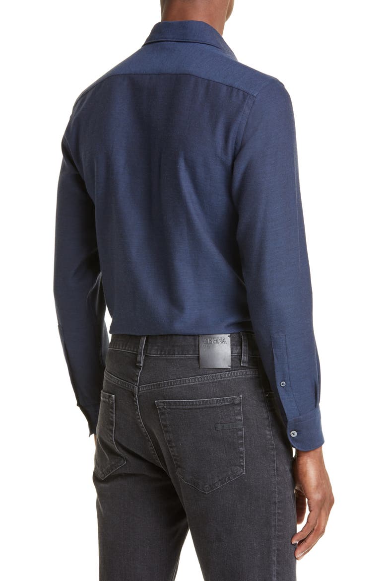 Cashco Cotton & Cashmere Button-Up Shirt, Alternate, color, BLUE