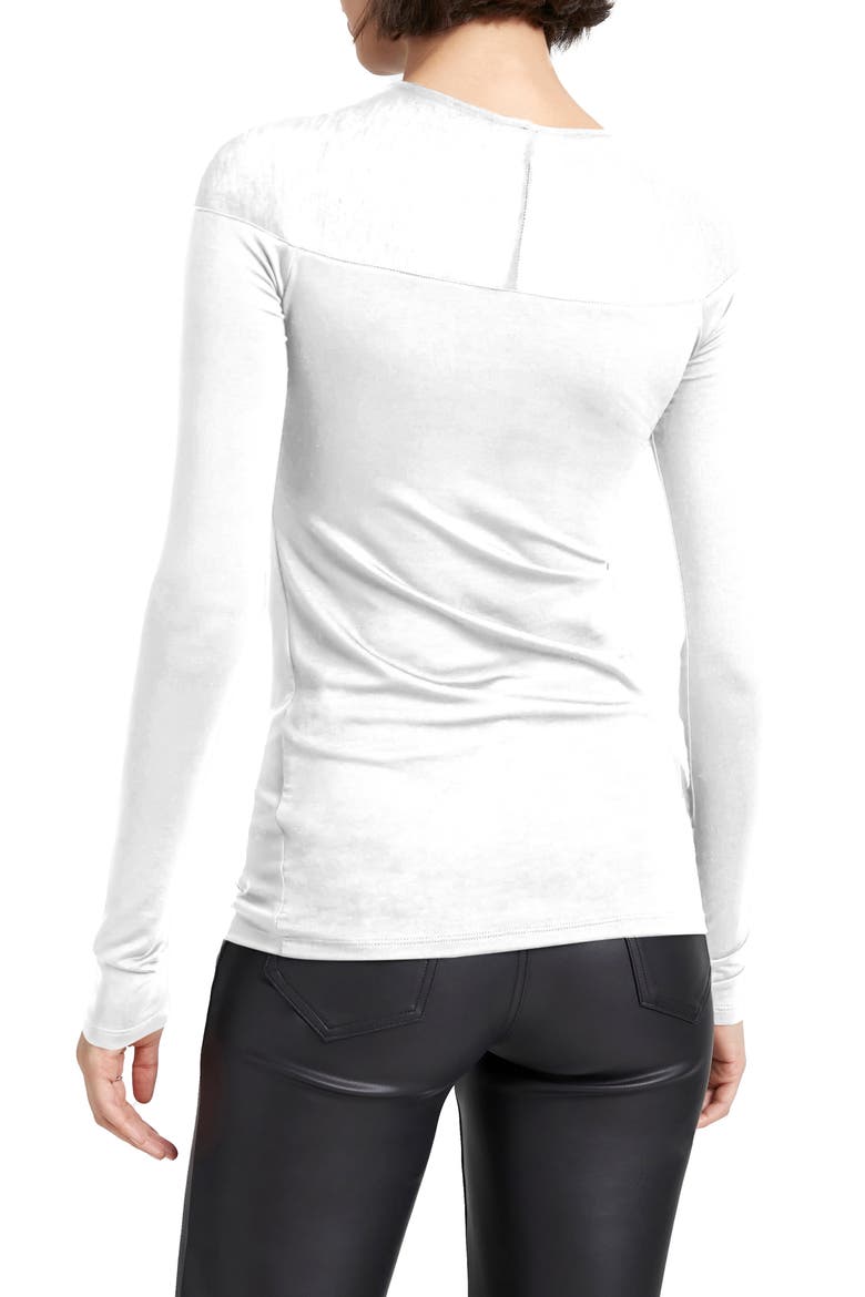 Pearl Sheer Yoke Jersey Top, Alternate, color, OFF WHITE