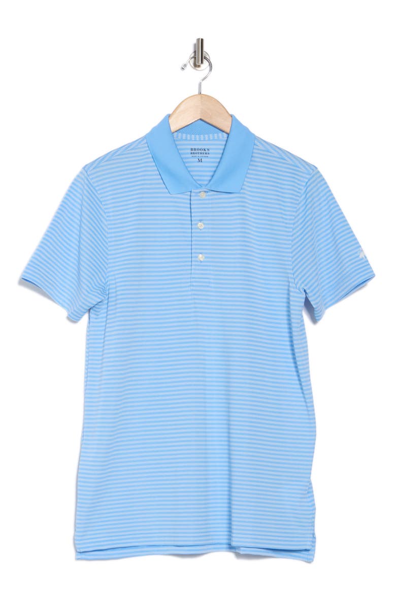 Feeder Stripe Performance Knit Polo, Alternate, color, LIGHT BLUE/ BLUE