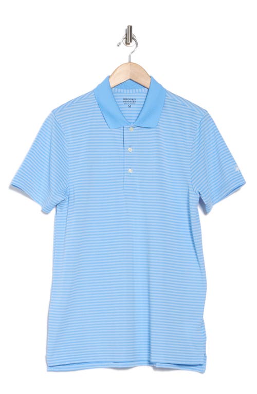 Brooks Brothers Performance Feeder Stripe Polo Shirt In Light Blue/blue