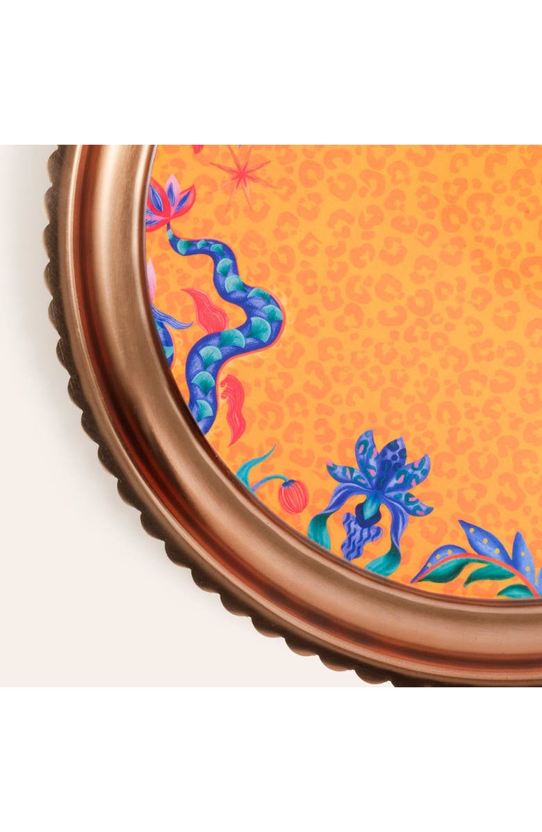 Zsa Zsa Zsu Nanpur Patterned Round Metal Decorative Tray 7X7 In, Alternate, color, Orange