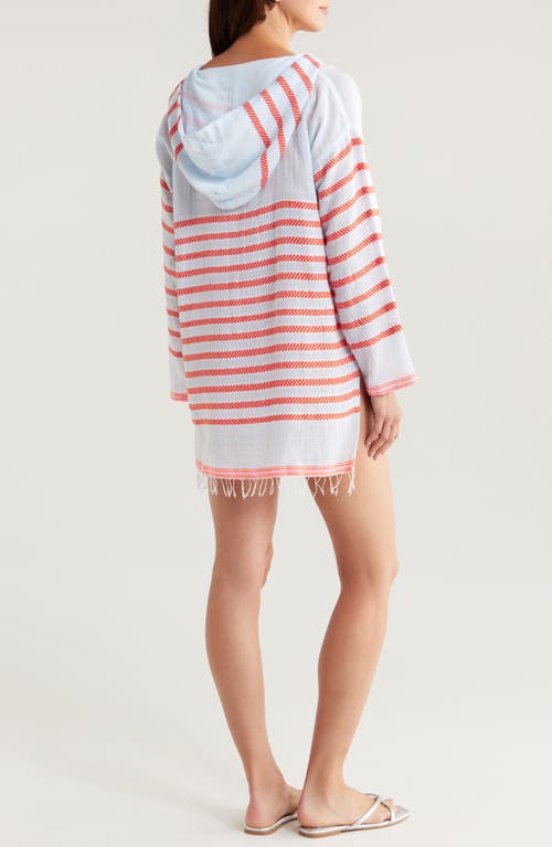 Lemlem Henok Stripe Cotton Blend Hoodie Caftan In Tiki Skypop