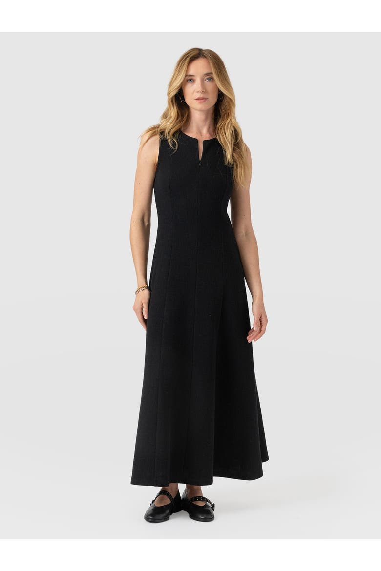 Orla Sleeveless Midi Dress, Alternate, color, Black Textured