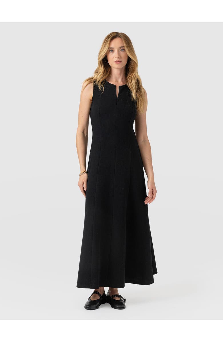 Saint + Sofia Orla Sleeveless Midi Dress, Alternate, color, Black Textured