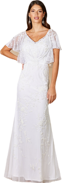 LARA New York Greyson Beaded Flutter Sleeve Wedding Dress