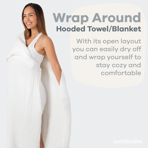 Comfy Cubs Adult Hooded Towel Large In White