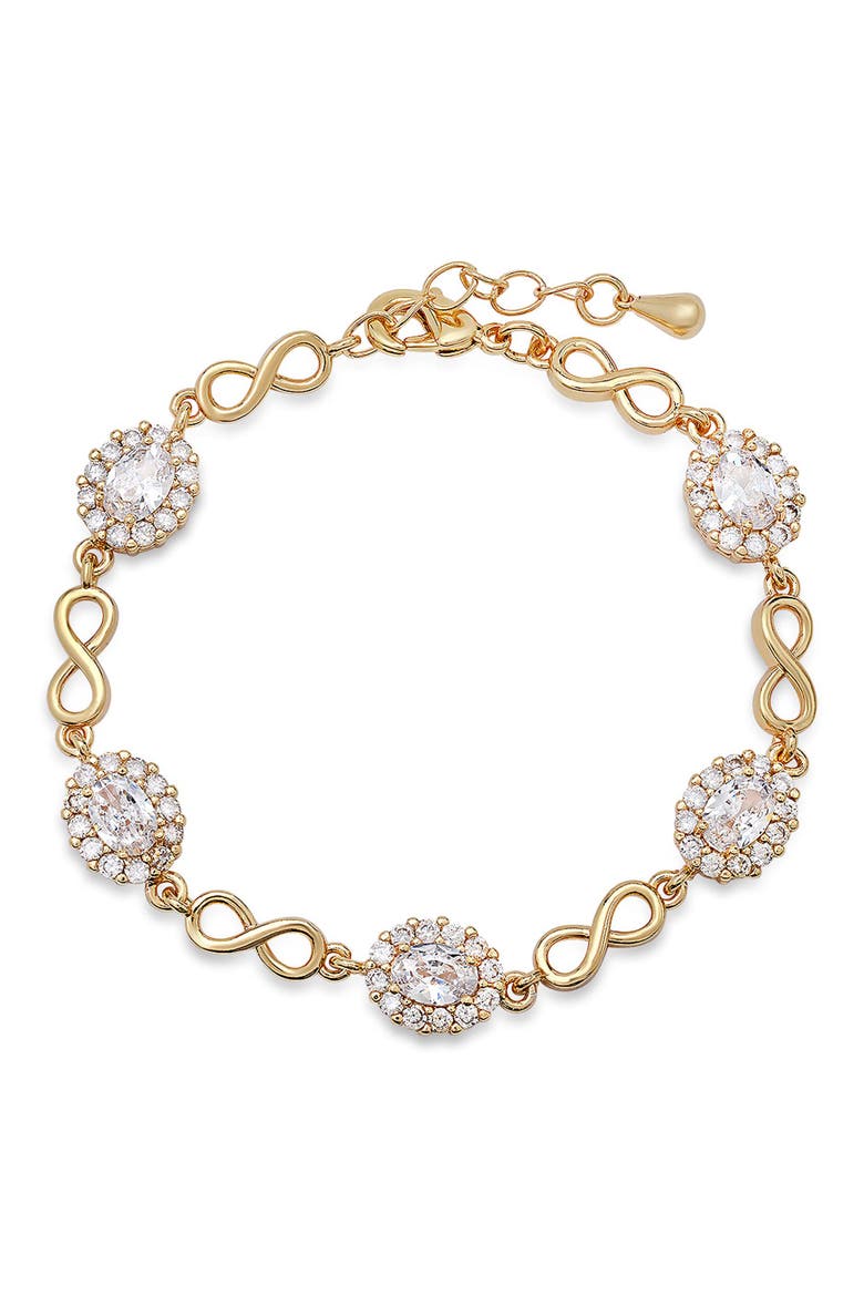 18k Gold Plated Cubic Zirconia Infinity Bracelet, Main, color, GOLD