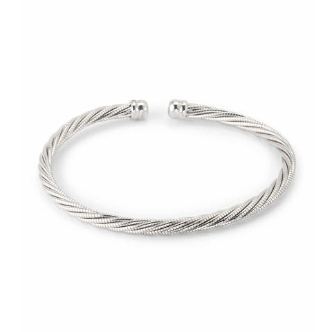 Adjustable Stainless Steel Twisted Cable Cuff Bracelet