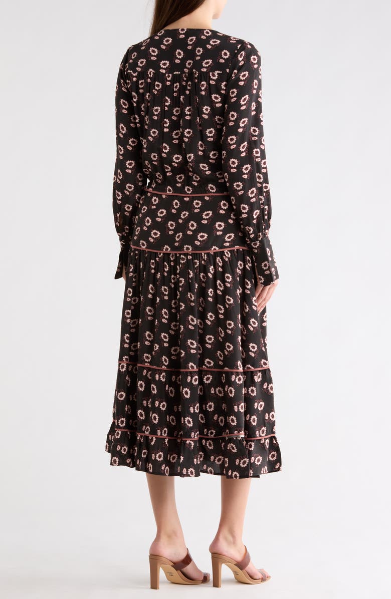 PAIGE Christine Long Sleeve Midi Dress, Alternate, color, Black/Ecru