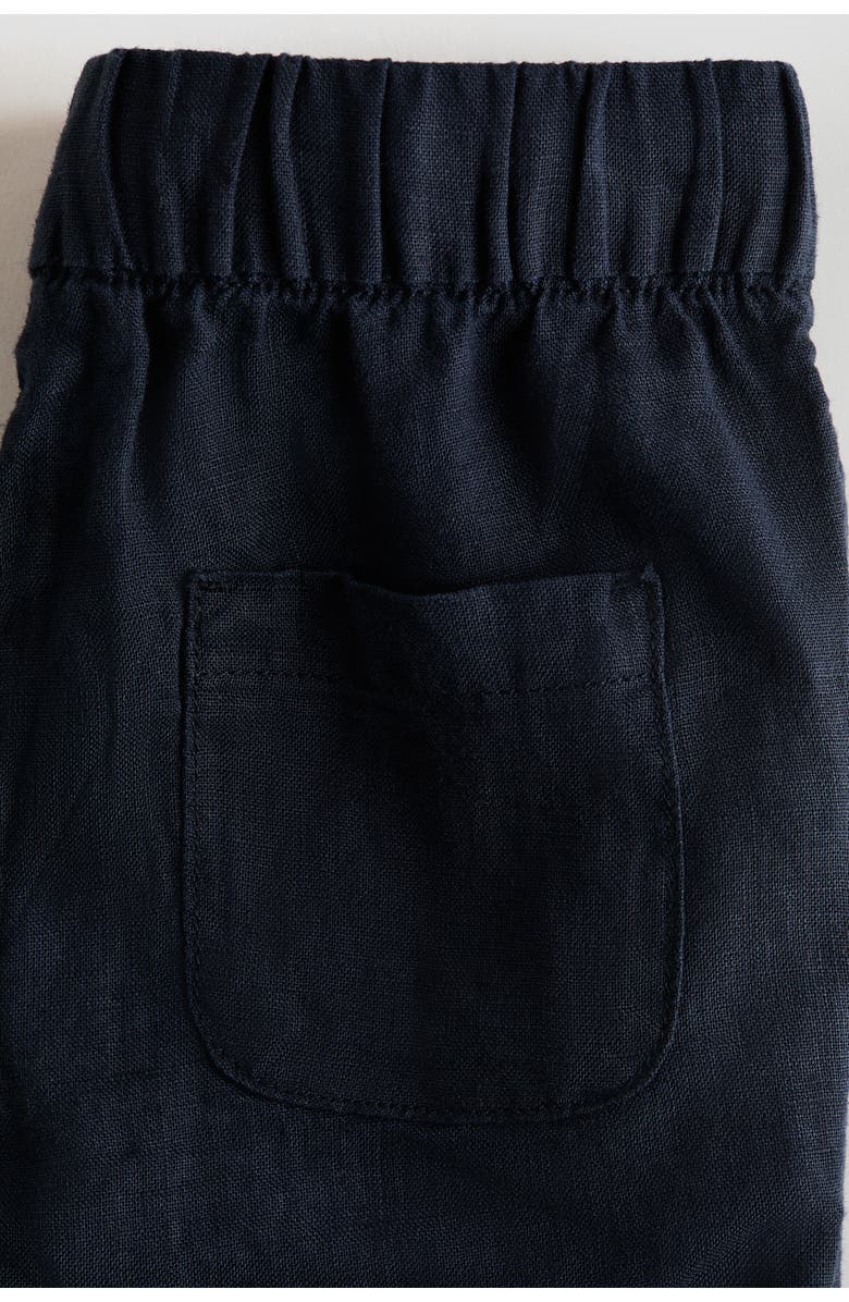 H&M Linen Trousers, Alternate, color, Navy Blue