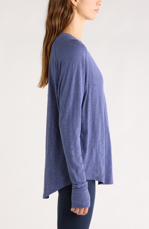 Zella Relaxed Washed 2.0 Long Sleeve Slub Tee In Blue