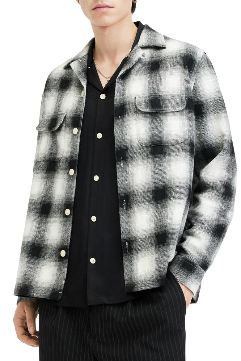 Fortunado Plaid Relaxed Fit Button-Up Shirt, Main, color, OATMEAL WHITE/ JET BLACK