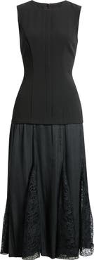 Vince Camuto Lace Inset Drop Waist Midi Dress