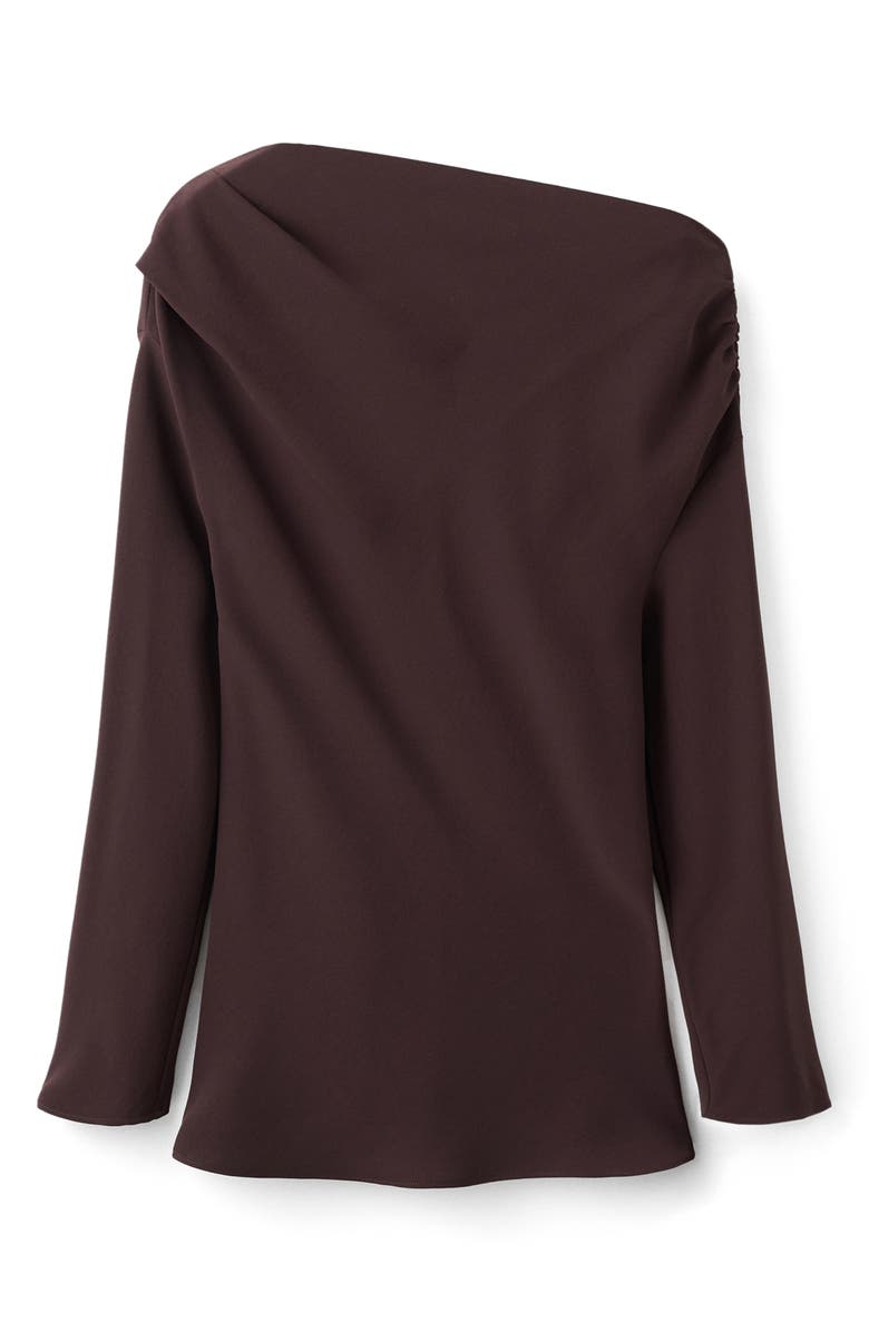 MANGO Asymmetric Long Sleeve Top, Alternate, color, Brown