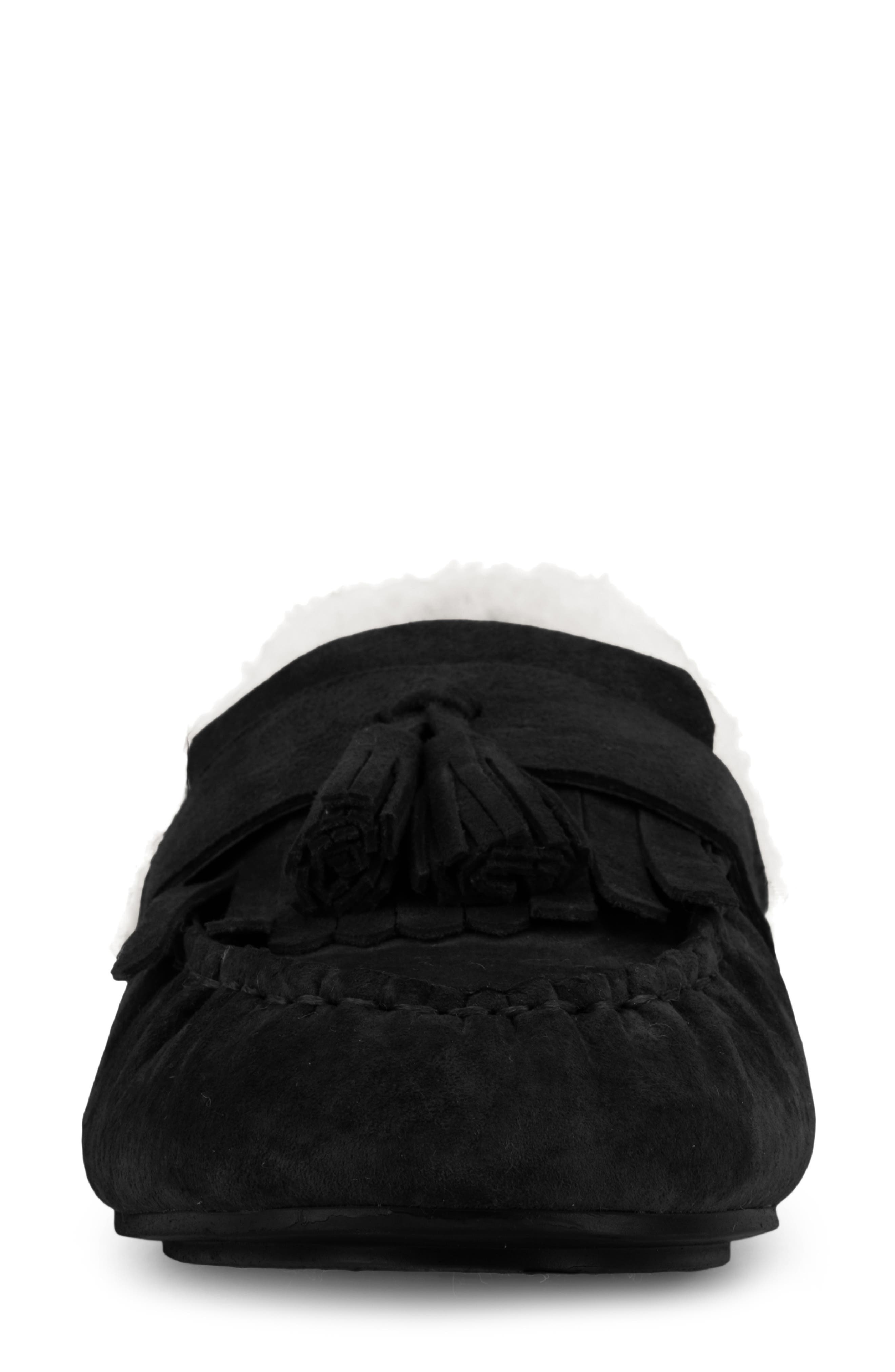 Zen Moccasin Slipper, Alternate, color, BLACK SUEDE