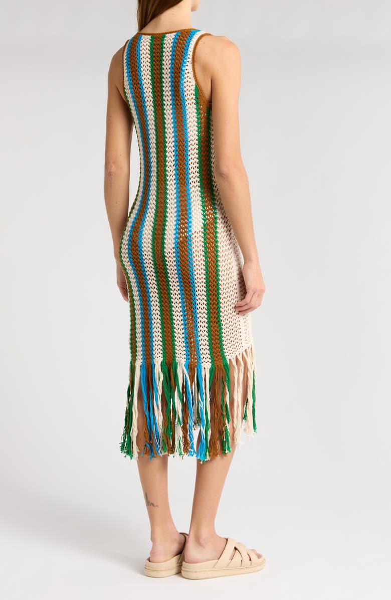 MOTHER The Benefits Cotton Crochet Midi Dress, Alternate, color, 