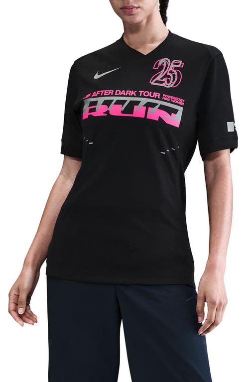 Nike Dri-fit Reflective Graphic Running T-shirt In Black