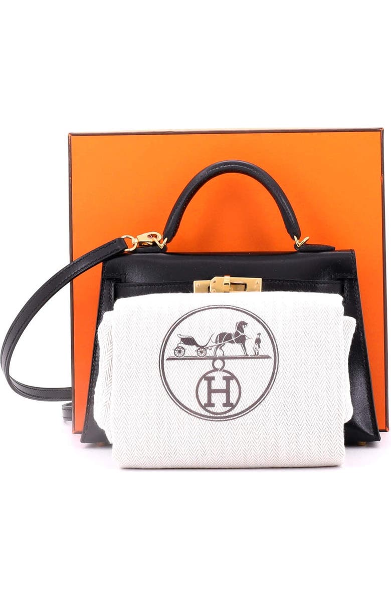 Pre-Owned Hermes Kelly Mini II Bag Black Tadelakt with Gold Hardware 20, Alternate, color, Noir