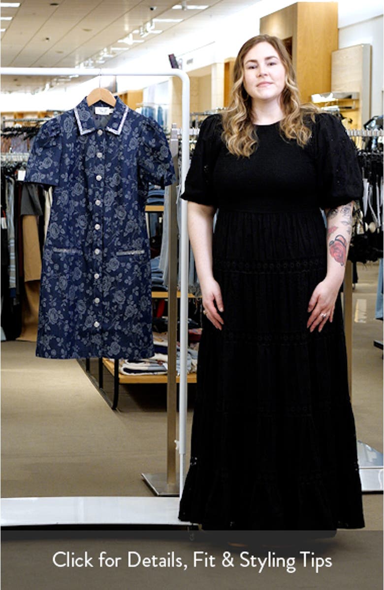 Floral Jacquard Bead Detail Denim Shirtdress, sales video thumbnail