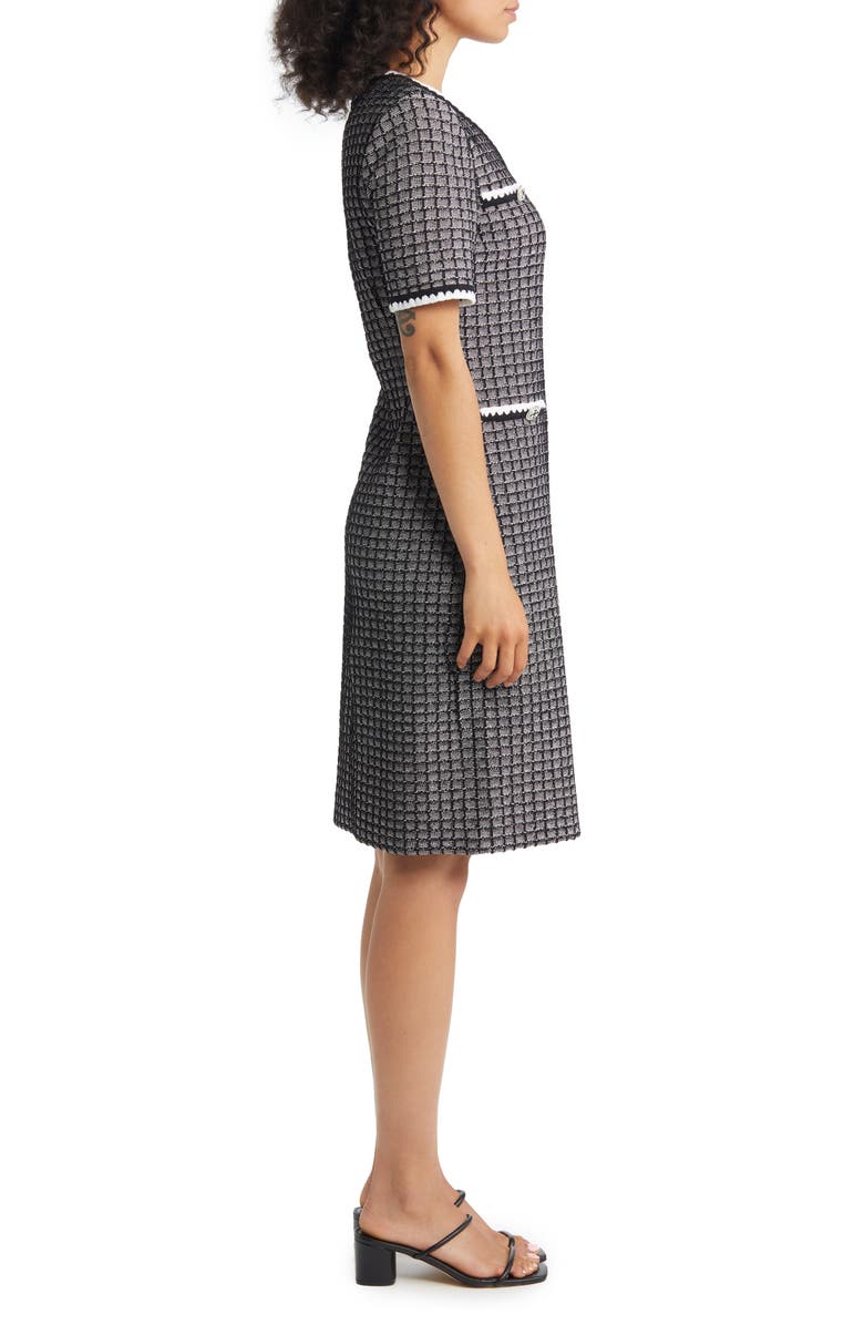 Misook Short Sleeve Tweed Sheath Dress, Alternate, color, 