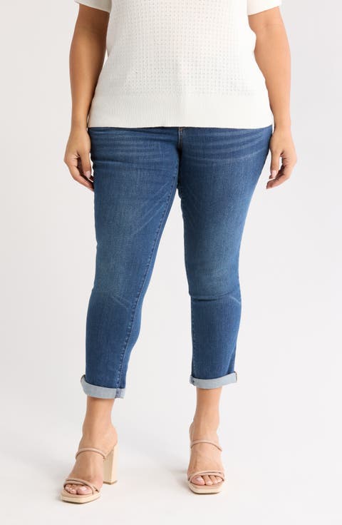 Ankle Skimmer Roll Cuff Jeans (Plus)
