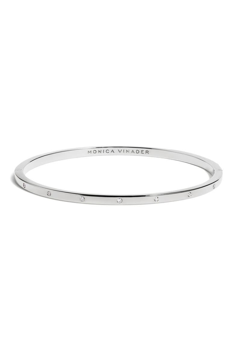 Lab Grown Diamond Station Bangle, Main, color, STERLING SILVER / DIAMOND